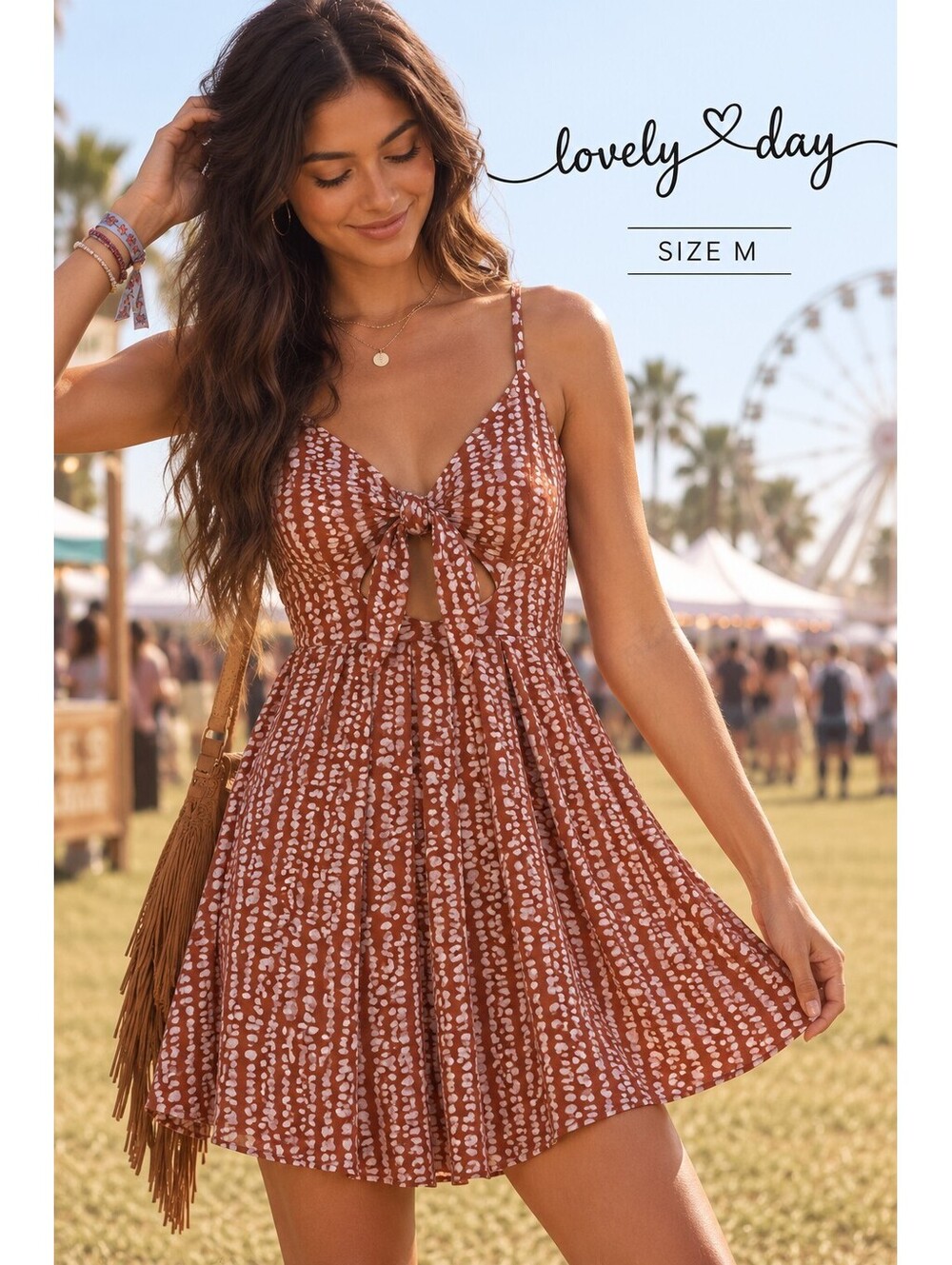 Lovely Day M Rust Print Dress